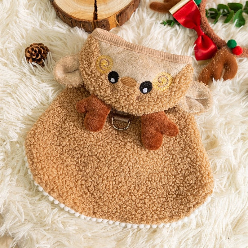 Cute Core Spun Yarn Christmas Color Block Pet Clothing