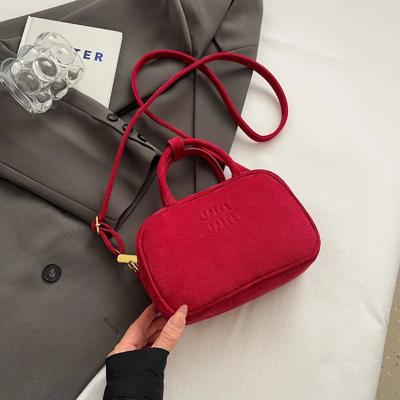 Women's Pu Leather Solid Color Basic Square Zipper Shoulder Bag Handbag Crossbody Bag
