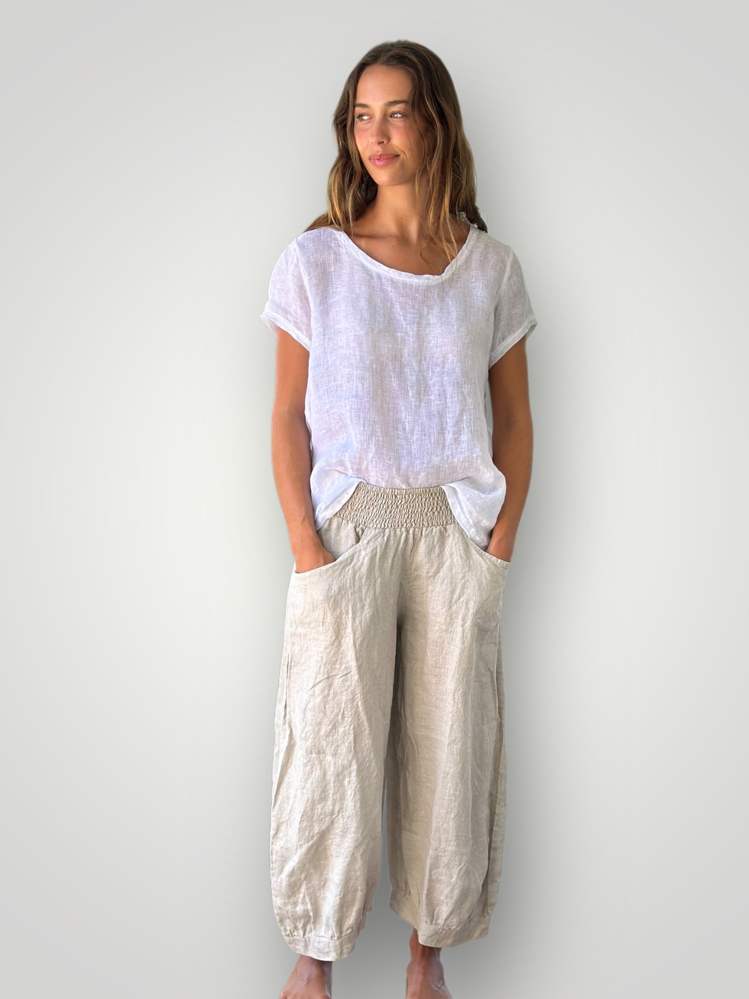 jackie pant - natural linen