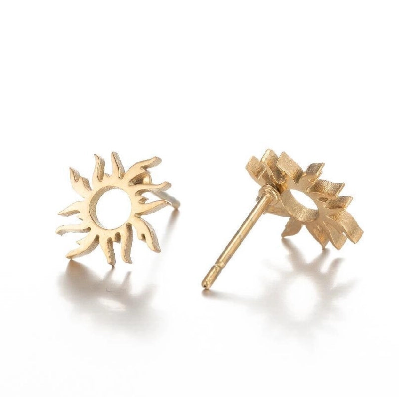 1 Pair Minimalist Sun Plating 304 Stainless Steel 18K Gold Plated Ear Studs
