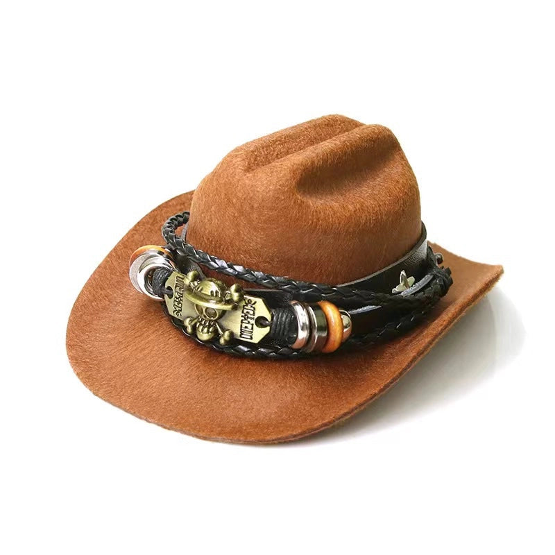 Cowboy Style Polyester Solid Color Pet Hat