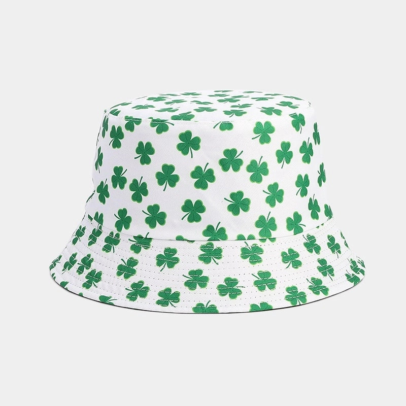Unisex Classic Style Shamrock Printing Wide Eaves Bucket Hat