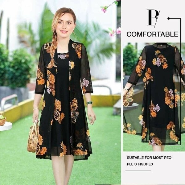 Conjunto de vestido con estampado floral para mujer