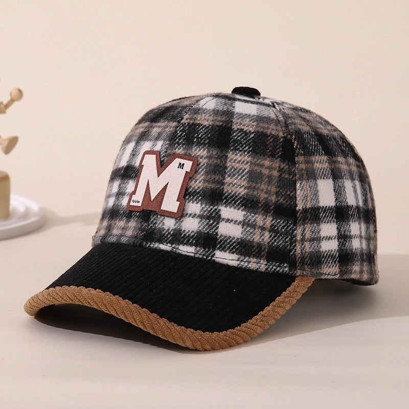 Boy'S Retro Letter Lattice Pom Poms Ivy Cap