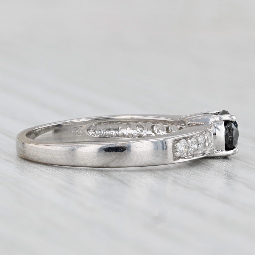 0.77ctw Black White Diamond Ring 18k White Gold Size 7 Engagement