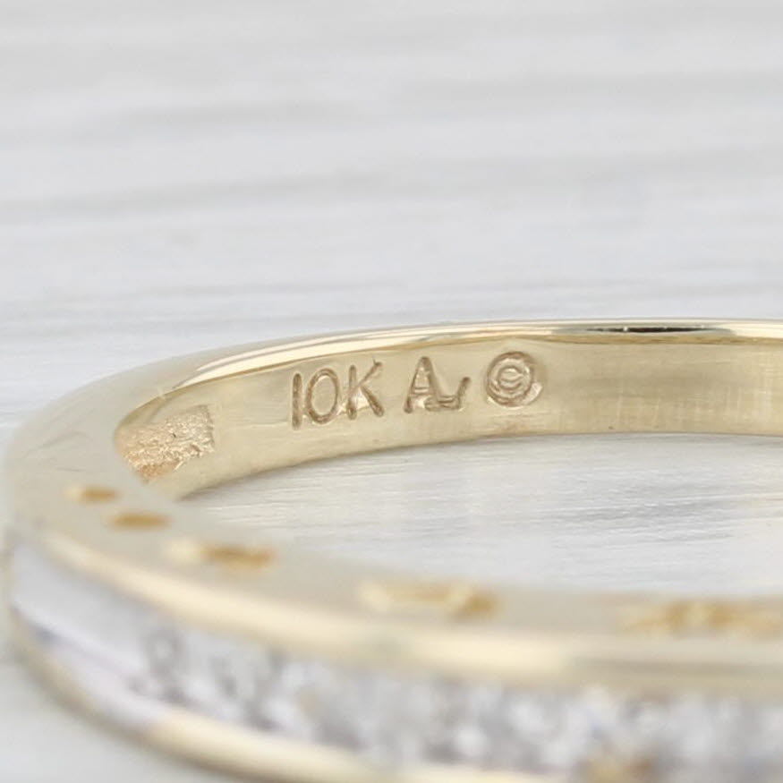 0.10ctw Diamond Wedding Band 10k Yellow Gold Sz 6.5 Stackable Ring Heart Bridge