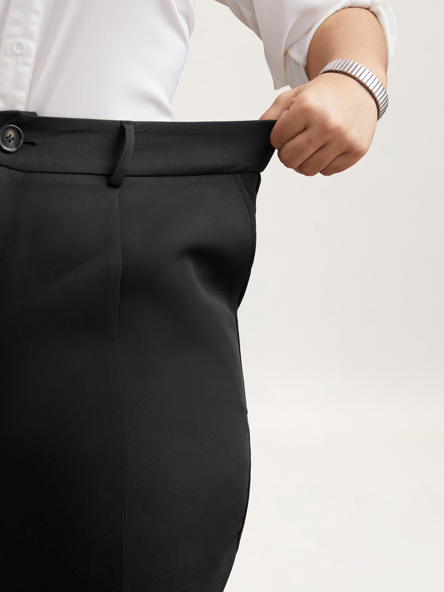 Pleated Loop Straight-Leg Pants