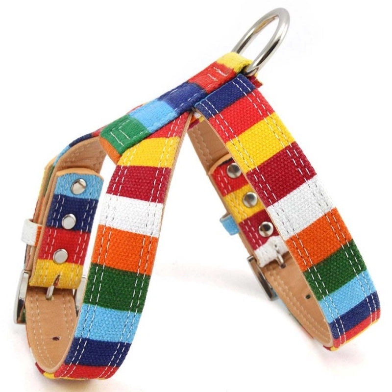 Cute Pu Leather Canvas Color Block Leash
