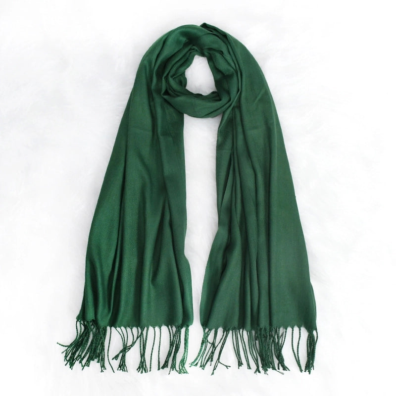 Autumn And Winter Solid Color Cashmere Scarf Women's Red Annual Meeting Printed LOGO Embroidery 200g Warm Shawl Scarf