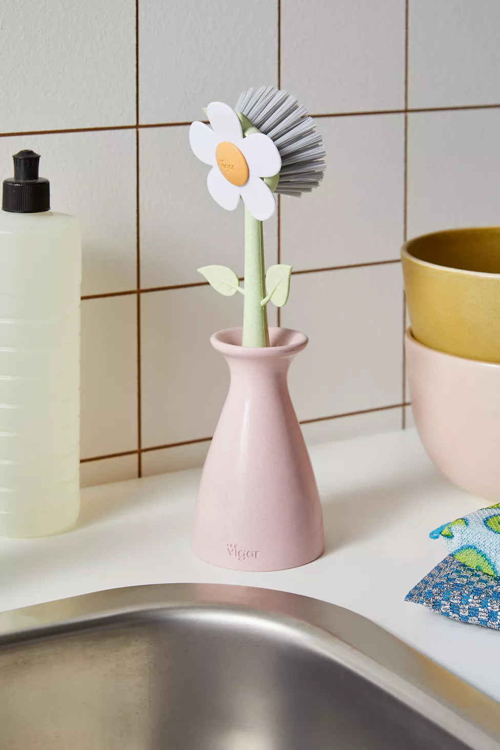 Vase Flower Shape Dish Cleaning Brush