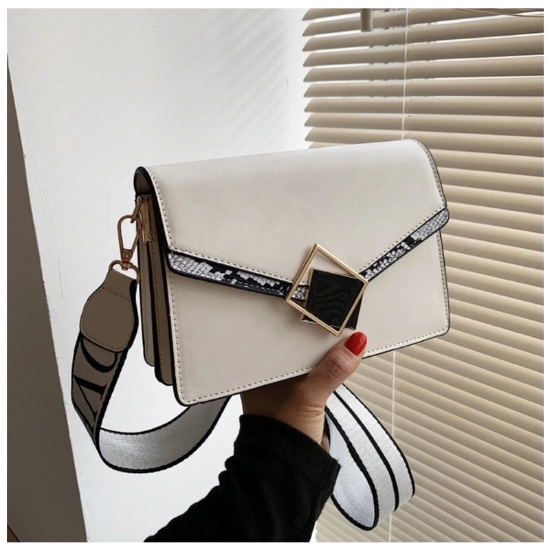 Women's Small Pu Leather Color Block Elegant Square Flip Cover Shoulder Bag Crossbody Bag Underarm Bag