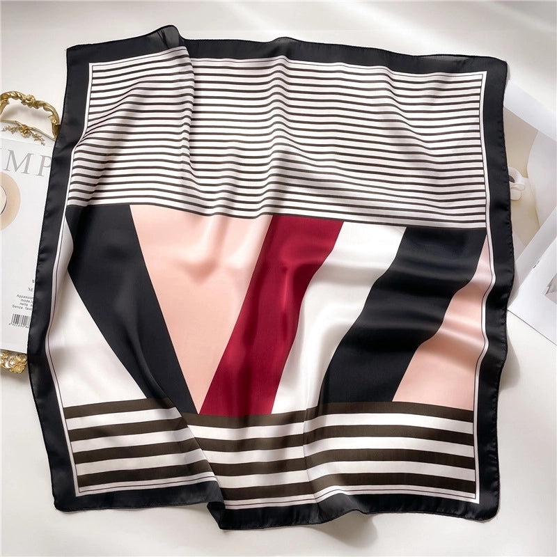 Women's Elegant Minimalist Color Block Polyester Printing Silk Scarf