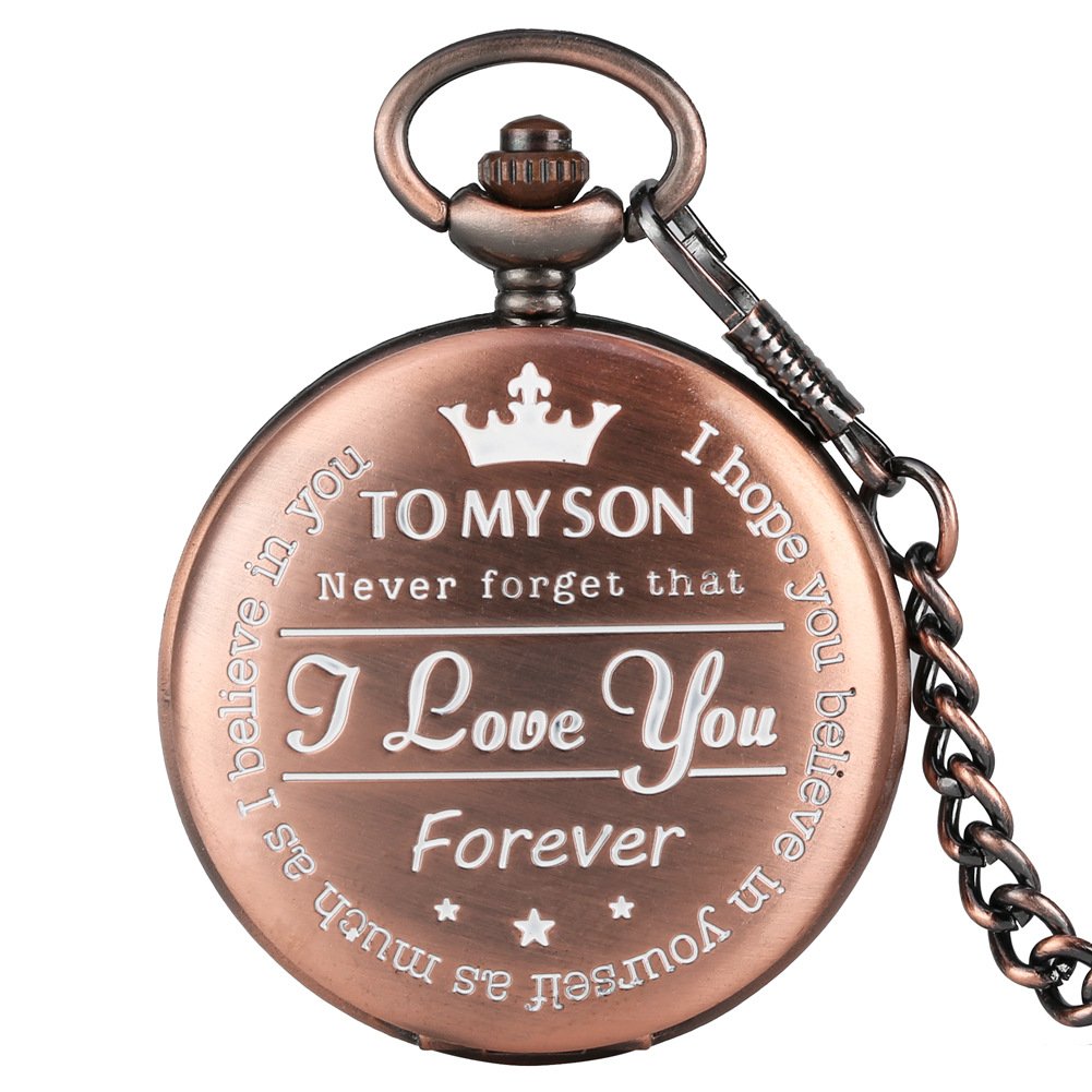 To My Son Quartz Pocket Chain Watch