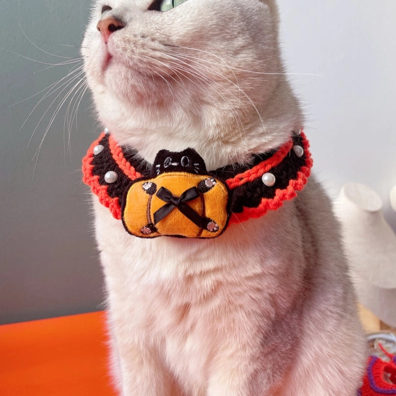 New Arrival Halloween Pet Hand-Crocheted Scarf Dog Ghost Festival Party Funny Collar Ornament