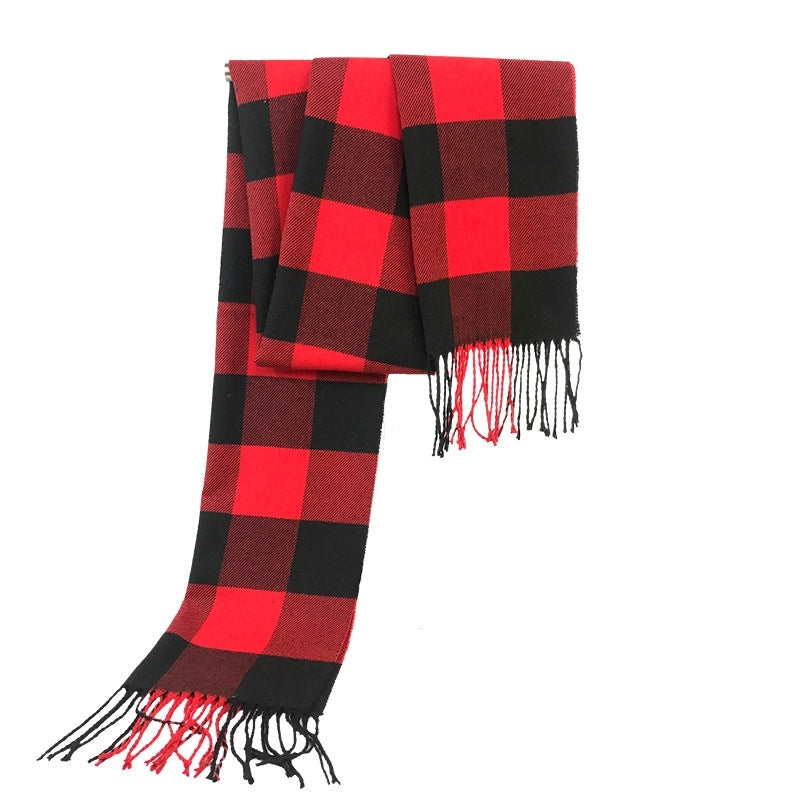 Autumn And Winter New Tassel Men's Scarf Double-sided Cashmere Scarf Long Tassel Warm Lovers Scarf
