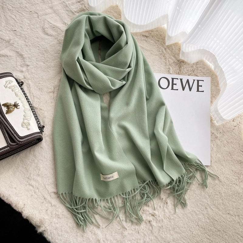 Autumn And Winter Solid Color Scarf New  Cashmere Scarf Women's Tassel Warm Large Shawl Scarf