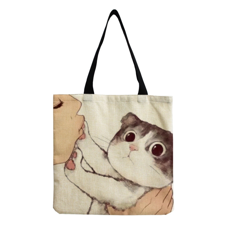 Women's Linen Animal Cute Square Open Shoulder Bag