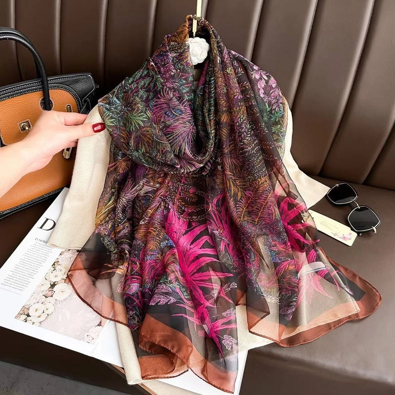 Spring And Summer New Yourou Silk Scarf Large Size Printed Beach Towel Dot Travel Vacation Sunscreen Scarf Women's Spot