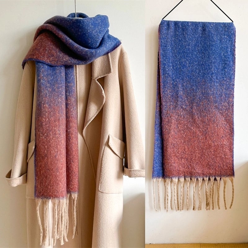 Women's Elegant Basic Minimalist Tassel Imitation Cashmere Polyester Scarf