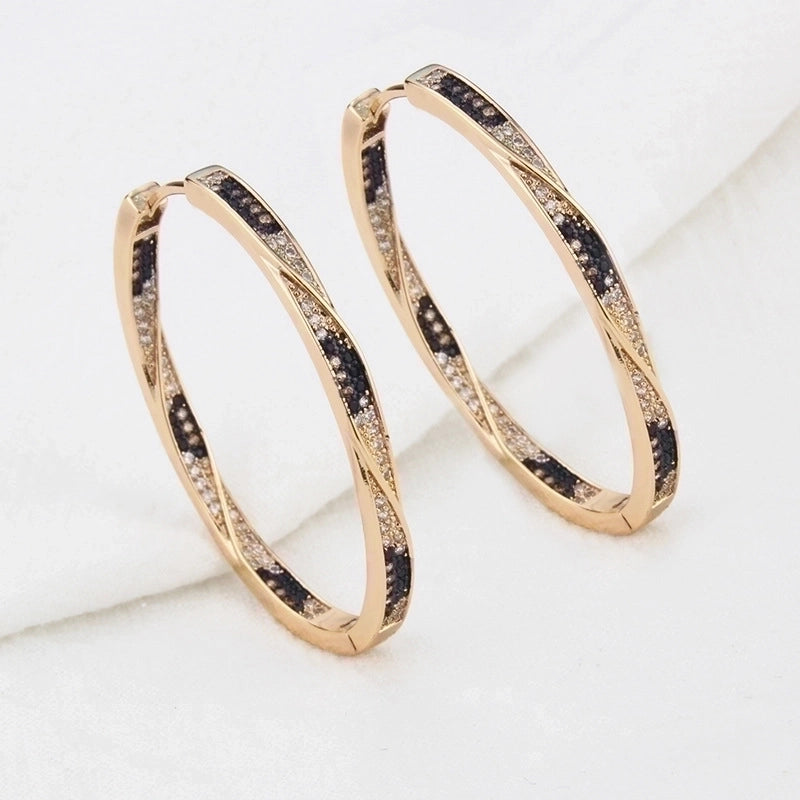 Minimalist Circle Copper Zircon Gold Plated Earrings