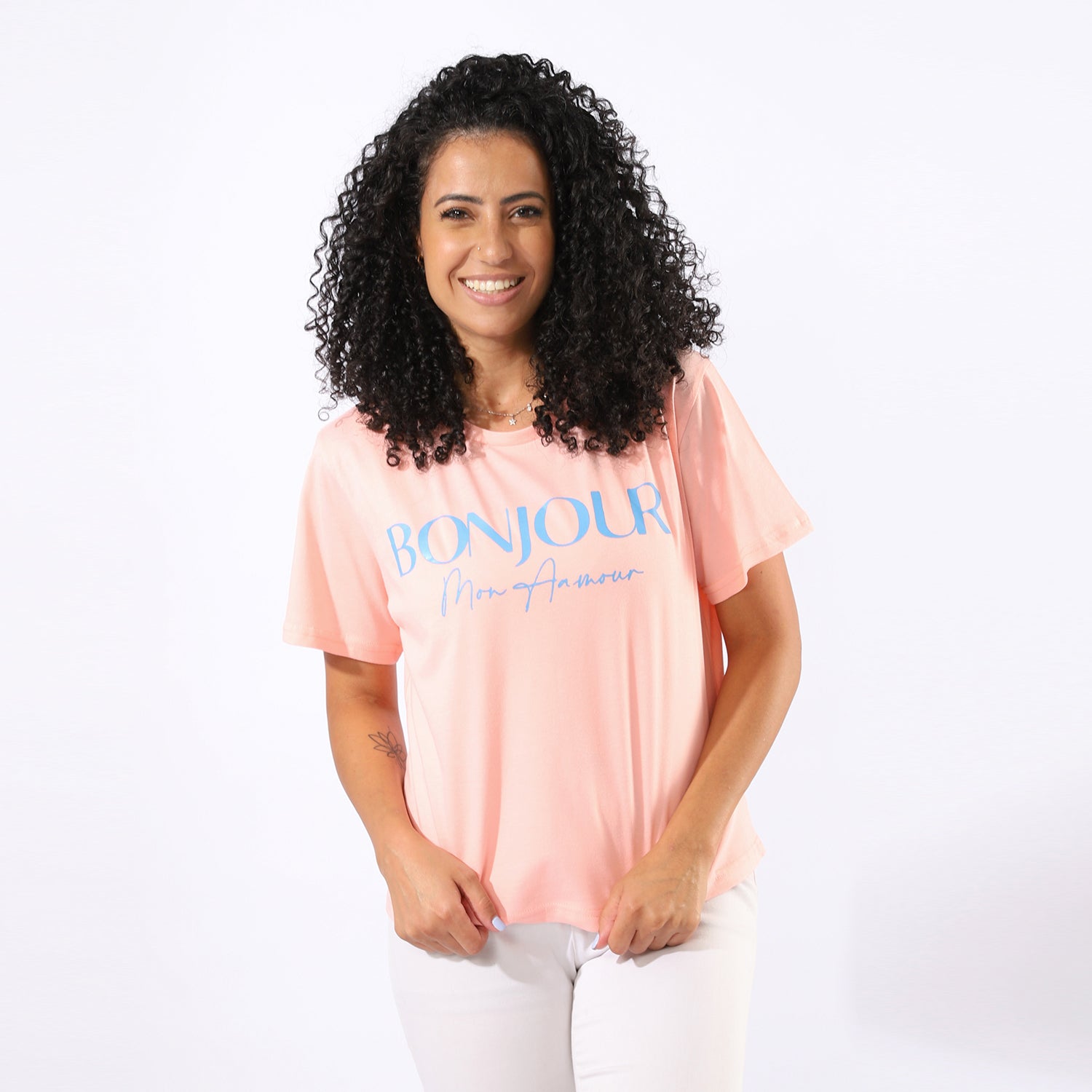Women T-Shirt Bonjour Printed
