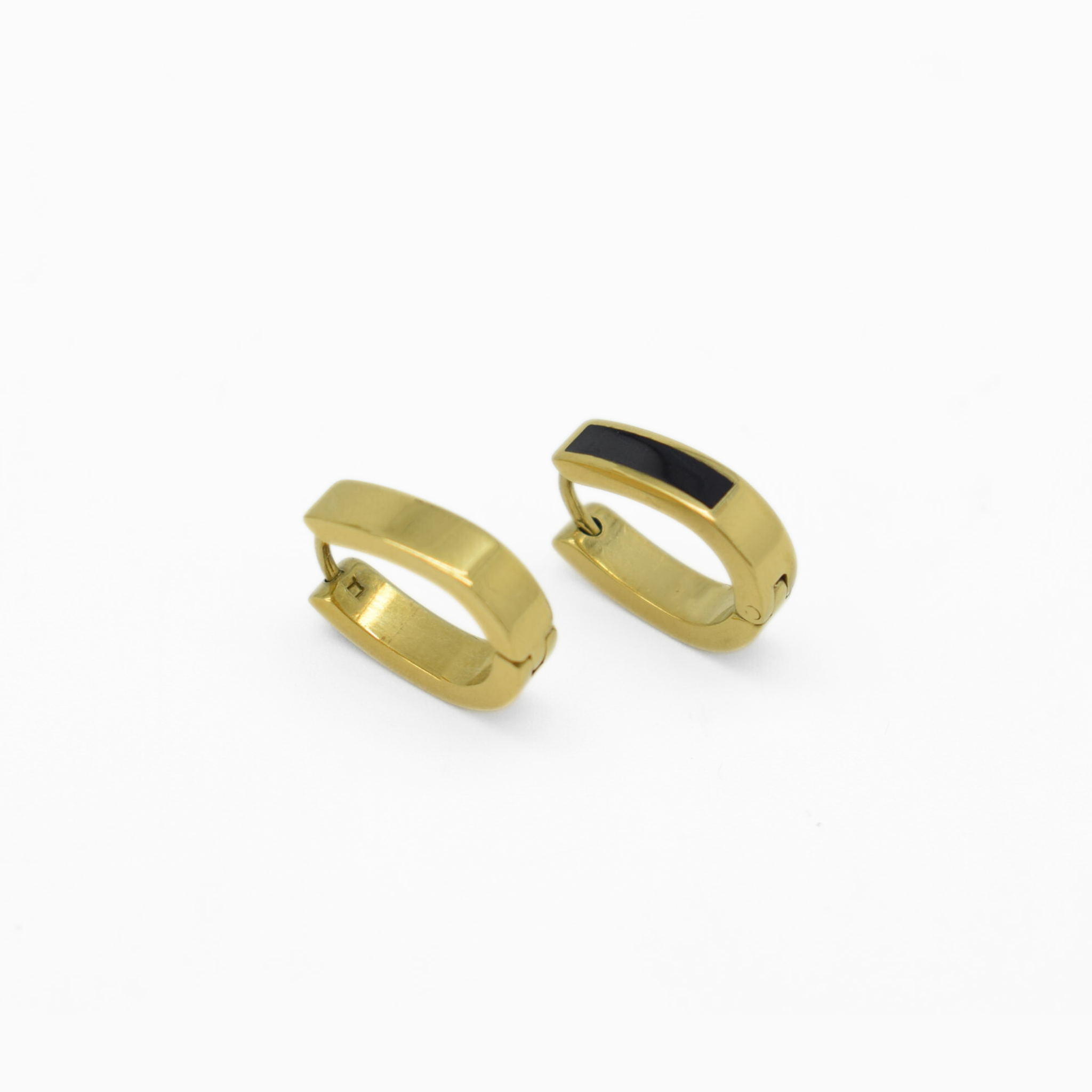 Oval hoops with black bar detail - Gold