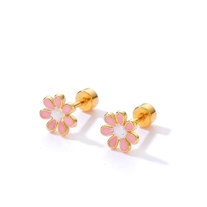 Minimalist Flower Plating 201 Stainless Steel 18K Gold Plated Ear Studs