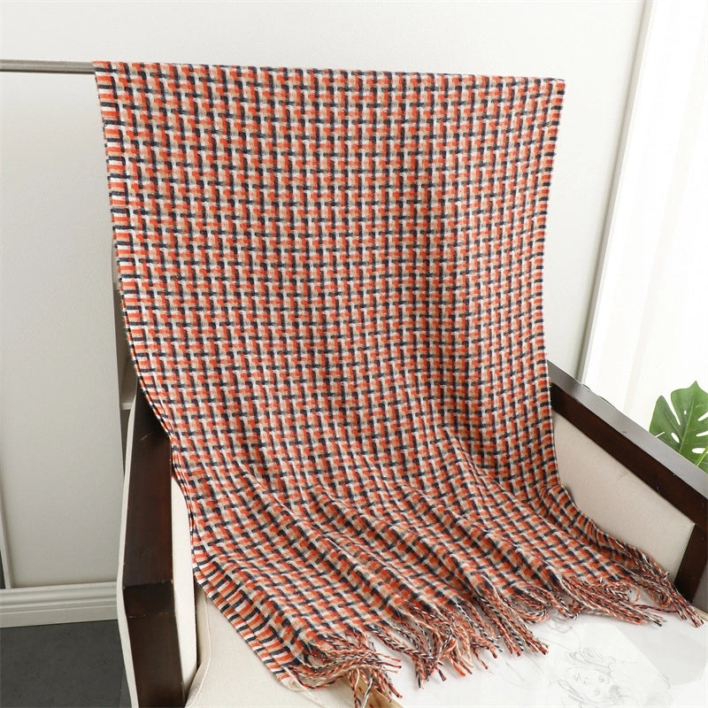 New Retro British Plaid Scarf Autumn And Winter Cashmere Scarf All-Matching Warm Shawl Student Thickened Long Section Female