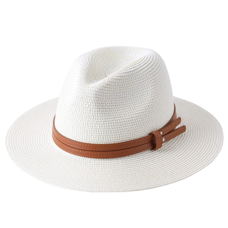 Women's Sun Hat Foldable Panamanian Sunshade Straw Hat Jazz Top Hat Beach Hat Trendy