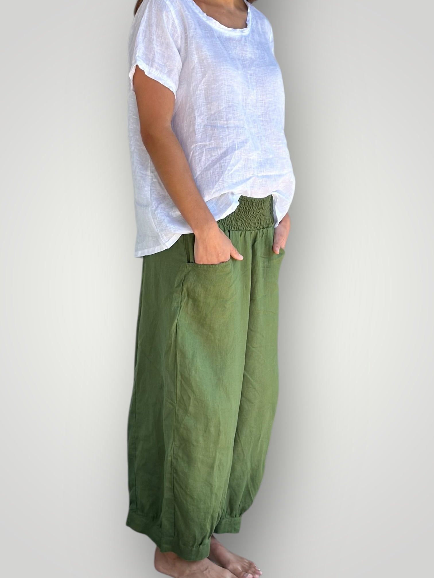jackie pant - moss linen