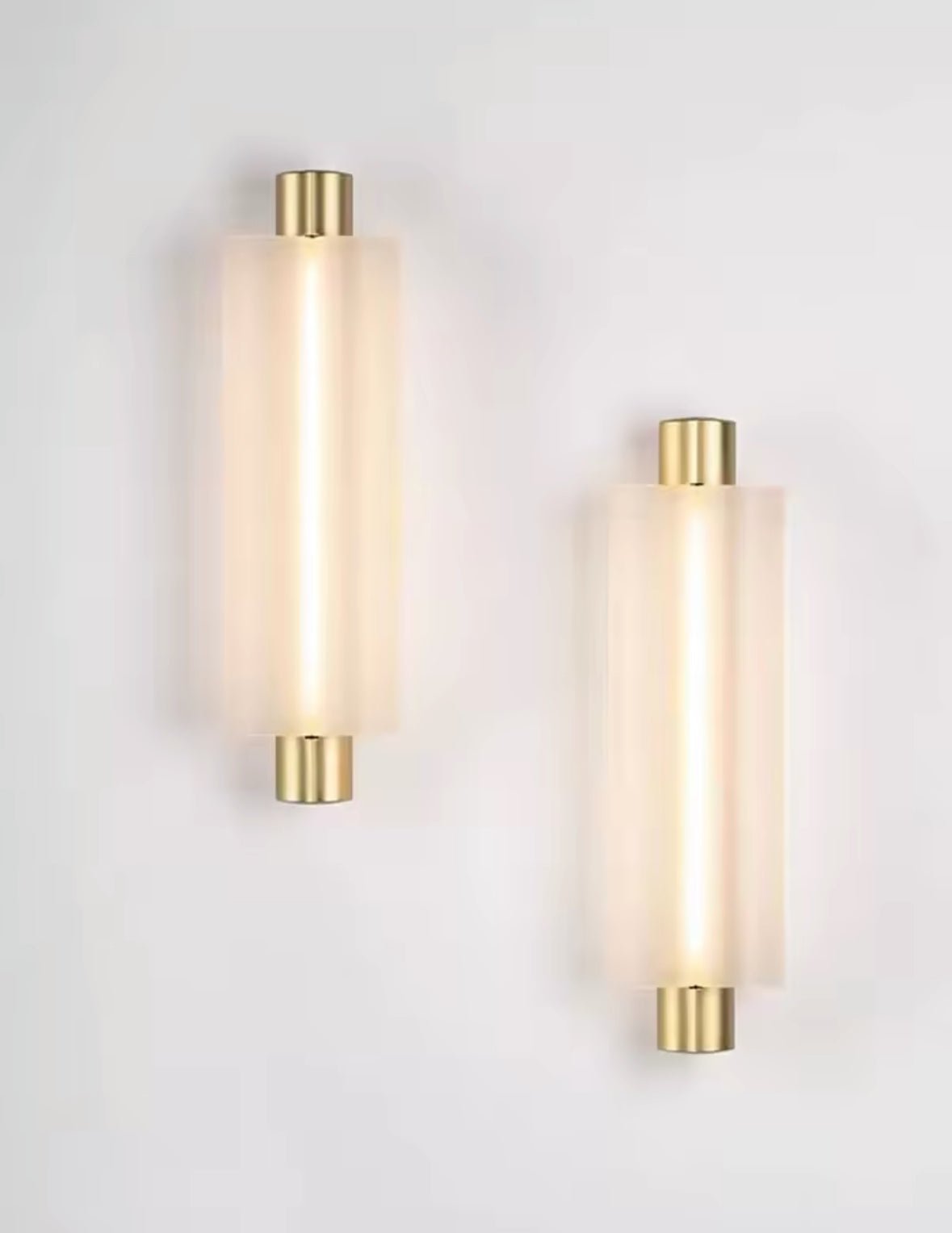 Modern Vertical Cylinder Wall Light with Gold Accents