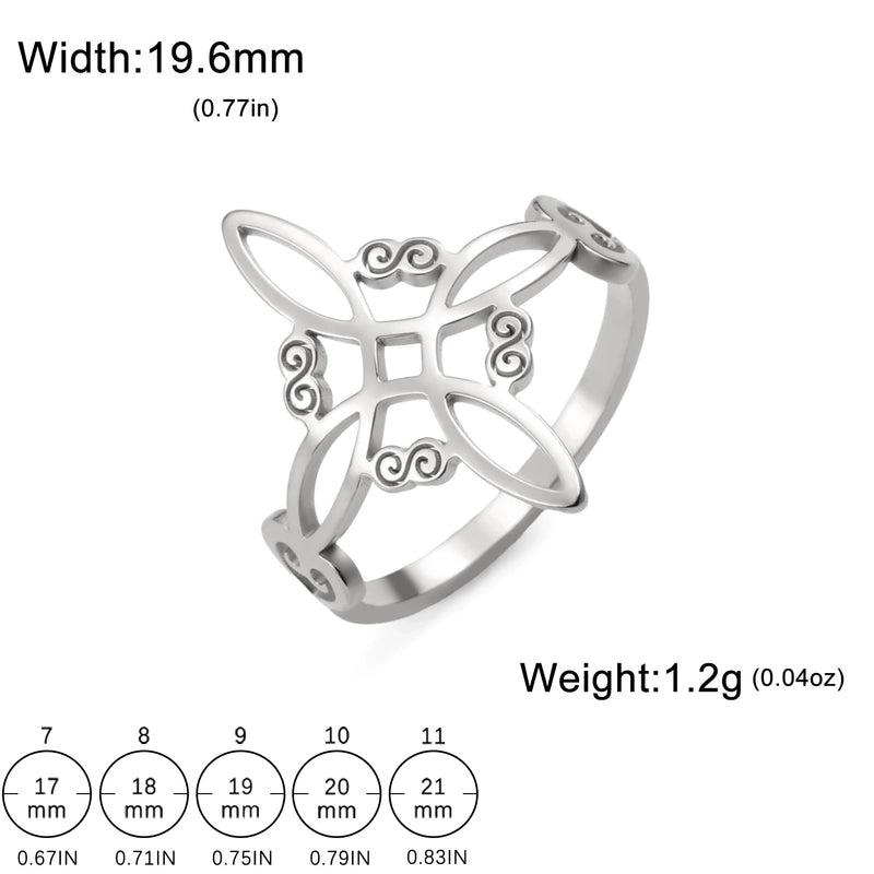 Hip-Hop Retro Witches Knot Titanium Steel Plating Rings