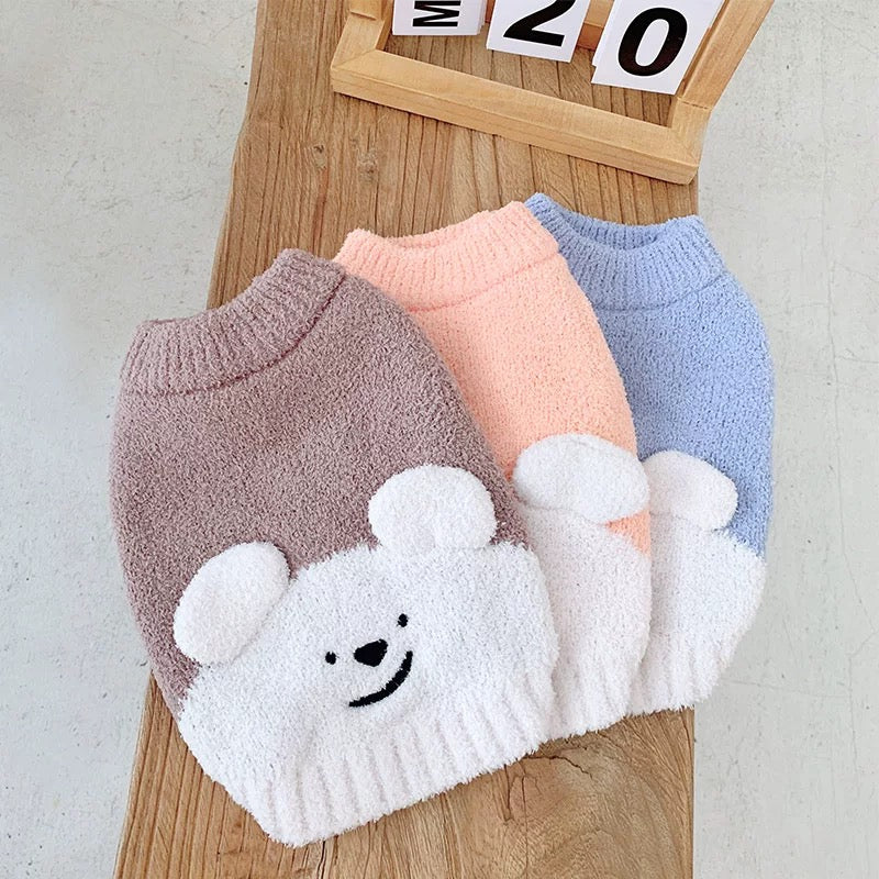 Soft Warm Bear Head Pattern Dog Cat Sweater