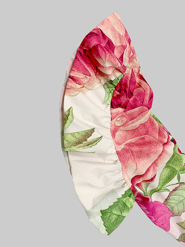 Flared Sleeves Long Sleeves Elasticity Flower Print Split-Joint Tied Waist Collarless Outerwear