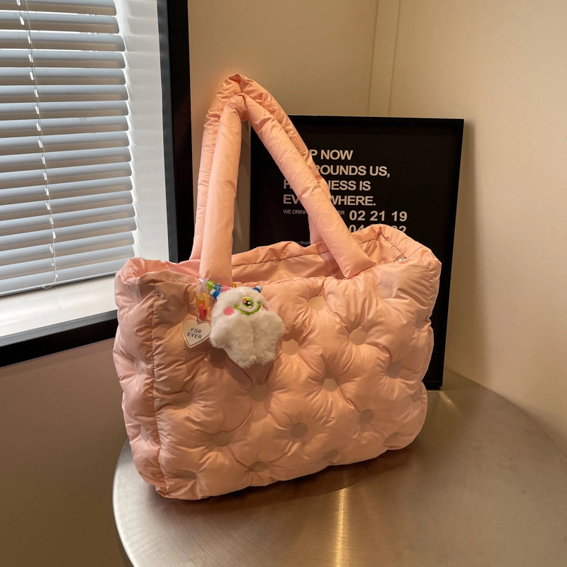 Women's Medium Cloth Solid Color Classic Style Square Zipper Tote Bag