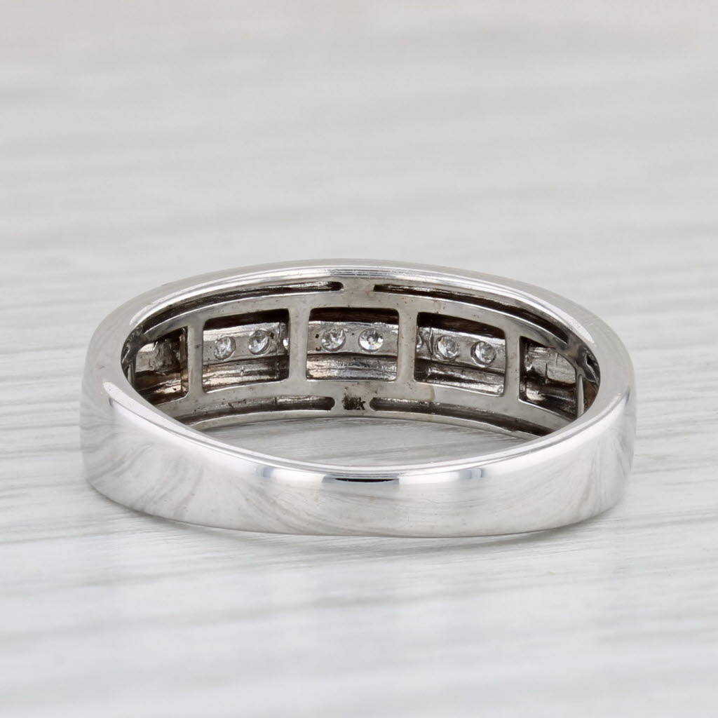 0.10ctw Diamond Wedding Band 10k White Gold Size 7.25 Stackable Ring