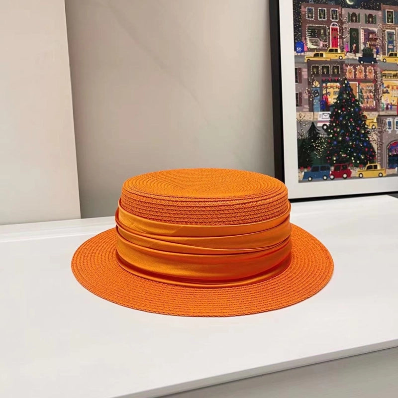 Women's Elegant Minimalist Color Block Wide Eaves Straw Hat