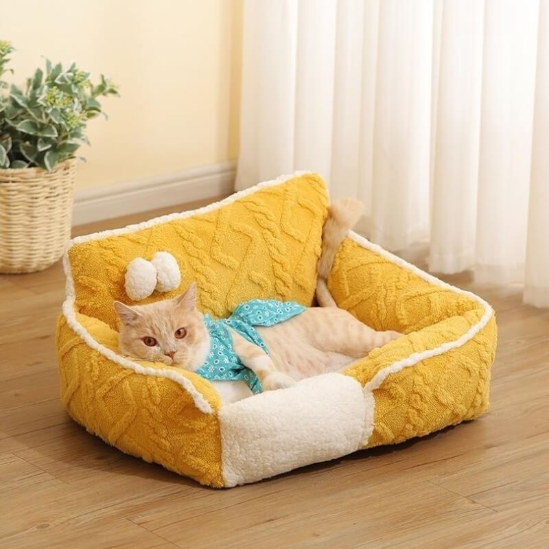 Cheese Cat Bed Fleece Jacquard Comfortable Dog Bed