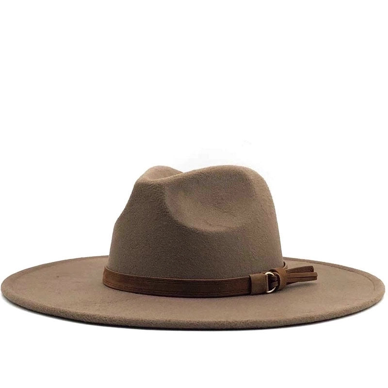 Fashion Concave Shape Wool Woolen Big Brim Jazz Hat