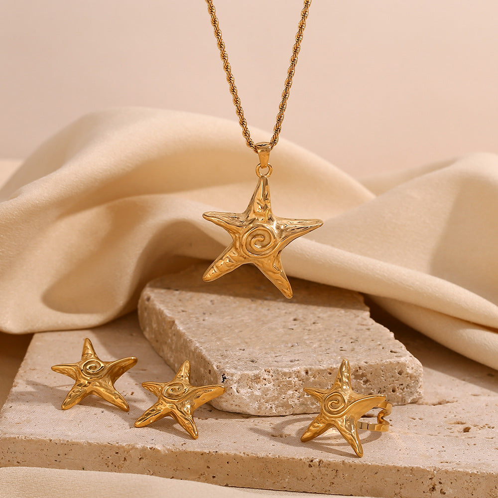 Fashion Starfish Star Stainless Steel Electroplating Necklaces
