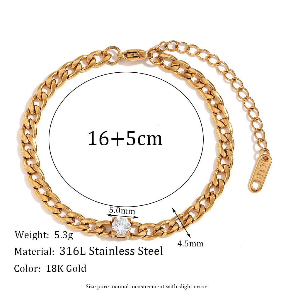 Women Fashion Circle Geometric Stainless Steel 18K Gold Plated Bracelets