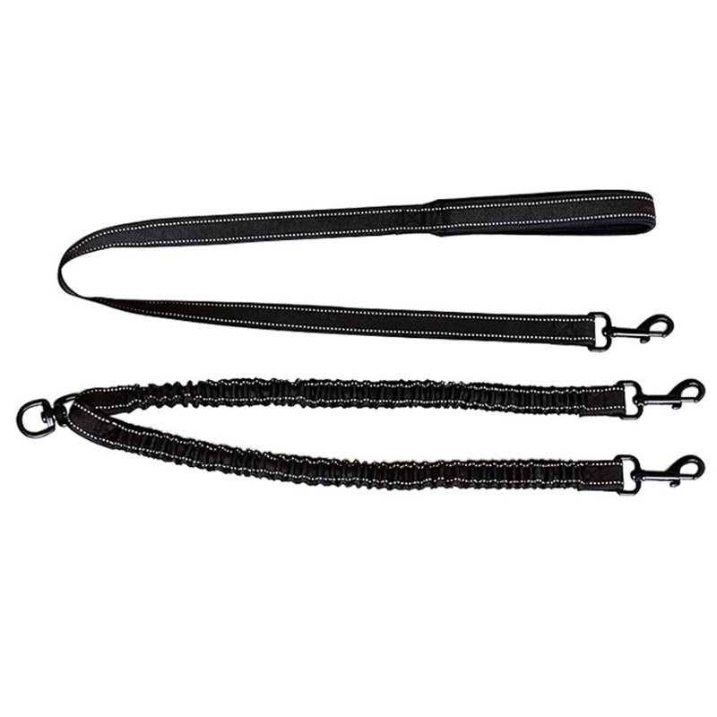 One Drag Two Leash 2 Dog Leash Elastic Buffer Dog Chain Reflective Leash Dog Leash Dog Leash Double Leash