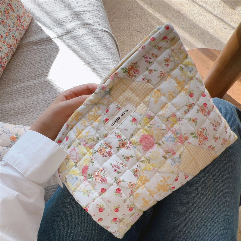 Red Small Floral Quilted Blue Floral Quilted Yellow Floral Quilted Canvas Ditsy Floral Square Clutches
