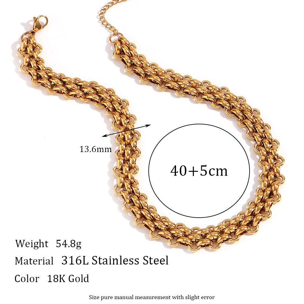Minimalist Quadrilateral Stripe Geometric Stainless Steel 18K Gold Plated Necklaces