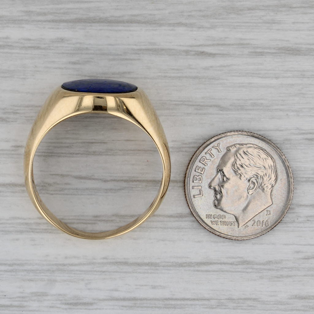 Lapis Lazuli Oval Blue Stone Ring 18k Yellow Gold Size 11.25