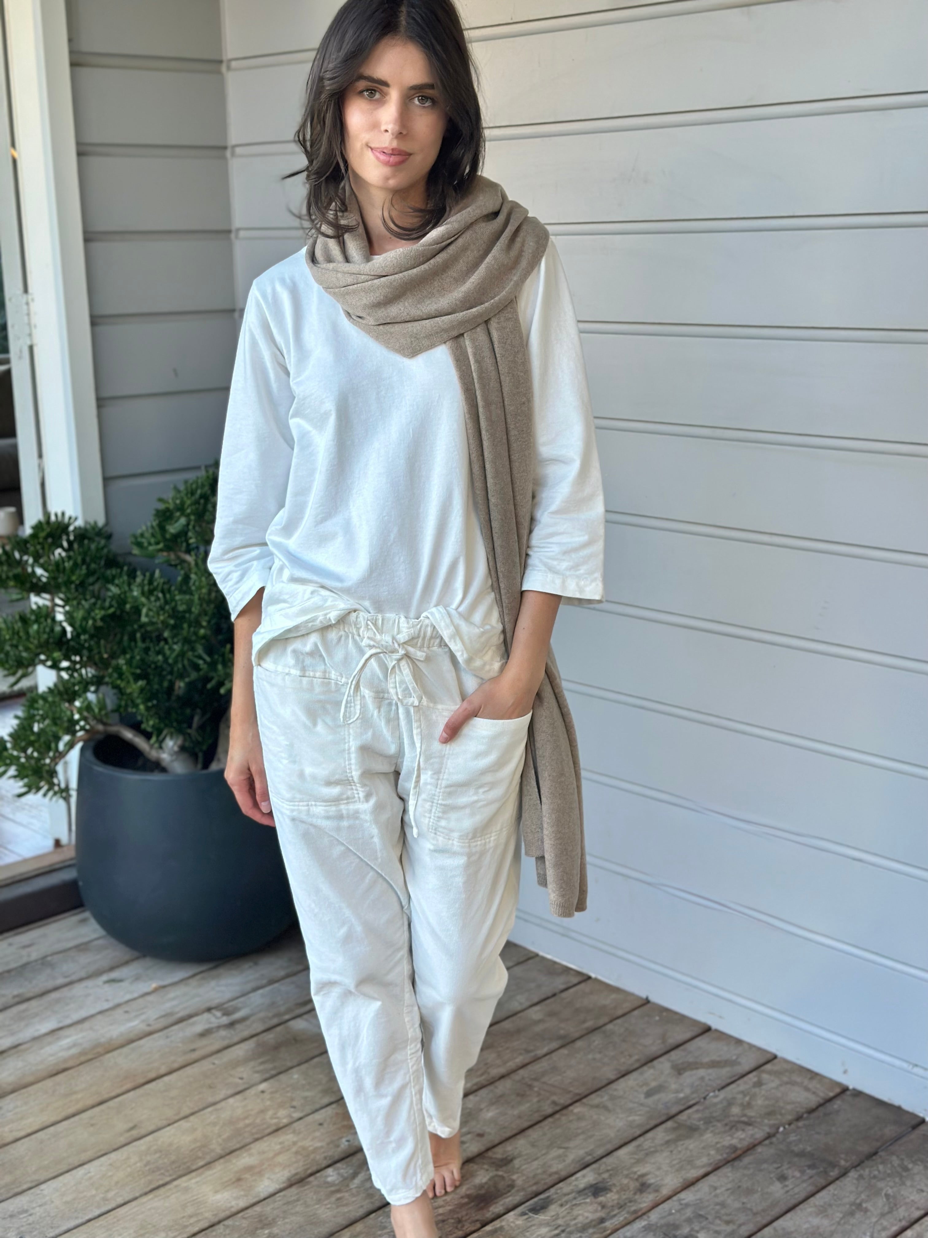 large cashmere scarf-oat almond