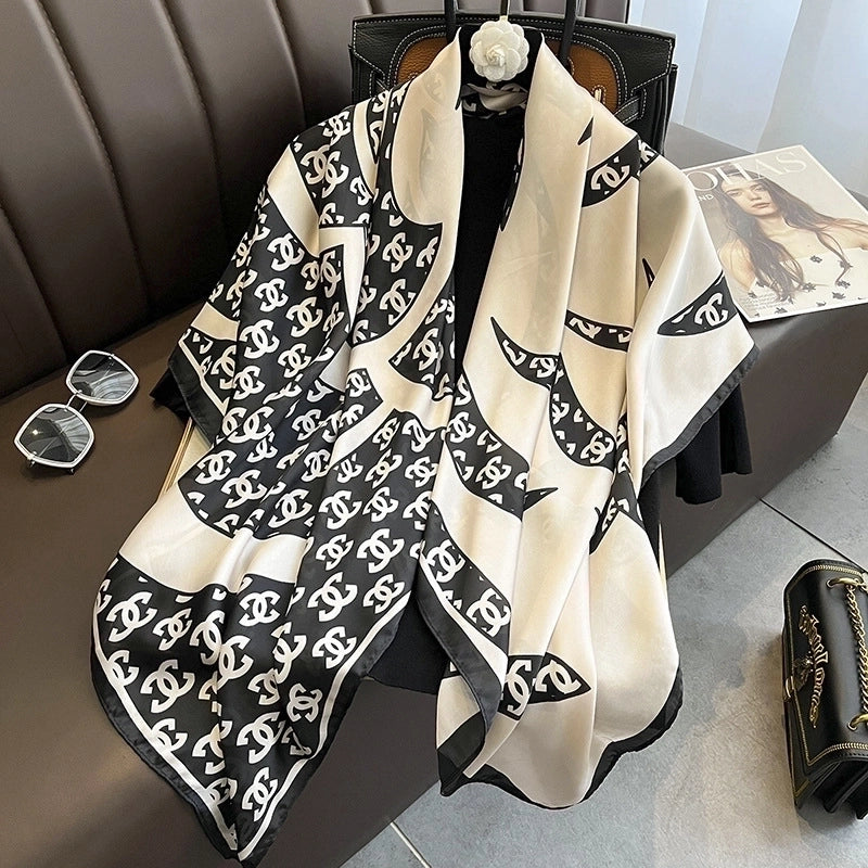 Women's Basic Minimalist Flower Satin Silk Scarves