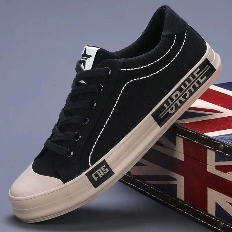 Advbridge 2024 New Men Canvas Shoes Breathable Outdoor Mens Casual Shoes Comfortable Spring Autumn Cloth Flat Shoes Black Walking Sneakers