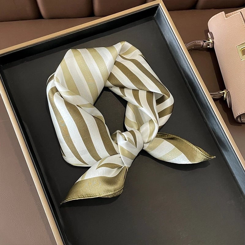Women's Elegant Minimalist Stripe Silk Printing Silk Scarf
