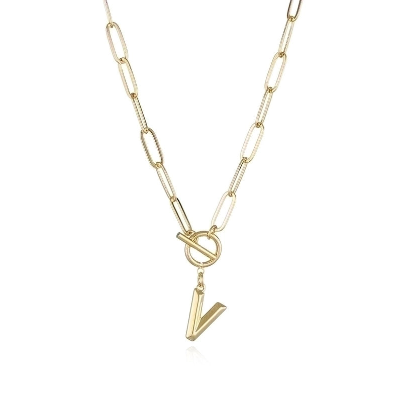 Copper 14K Gold Plated Fashion Plating Letter Pendant Necklace